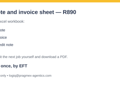 Quote and invoice sheet — R890